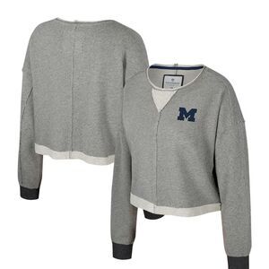Colosseum Michigan Magnum Scoop Neck Cropped Pullover Sweatshirt Grey XL NWT